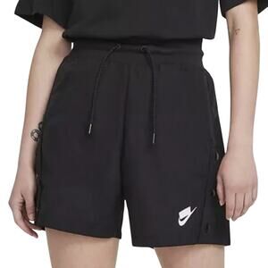 Nike L Womens Sportswear Swoosh Shorts High Rise Black Snap Sides Basketball
